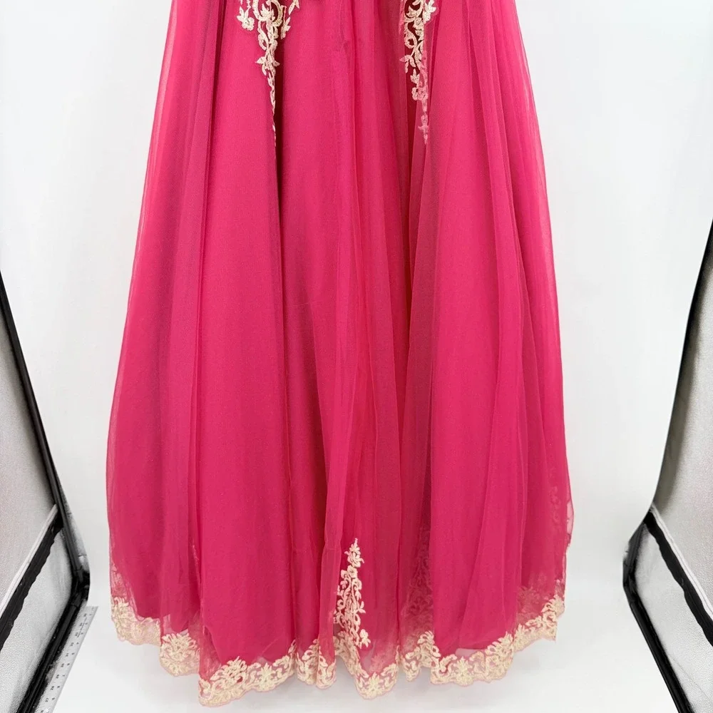 Fifteen Roses Ball Gown Womens 10 Red Gold Lace Embroidery Quinceanera Excellent